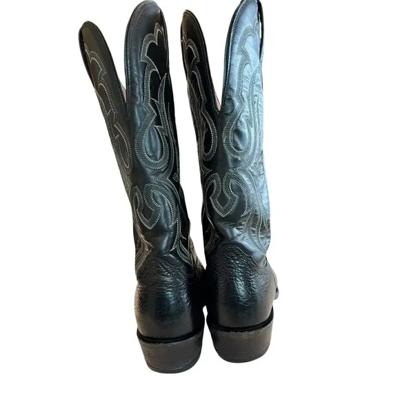 Nocona Vintage 1650135403 Black BullHide Cowboy Boots- Men’s Sz 10 B Made in USA