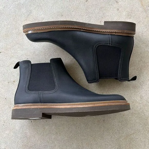 NWOB Clarks BushAcre Chelsea Black Boots Men’s Size 10