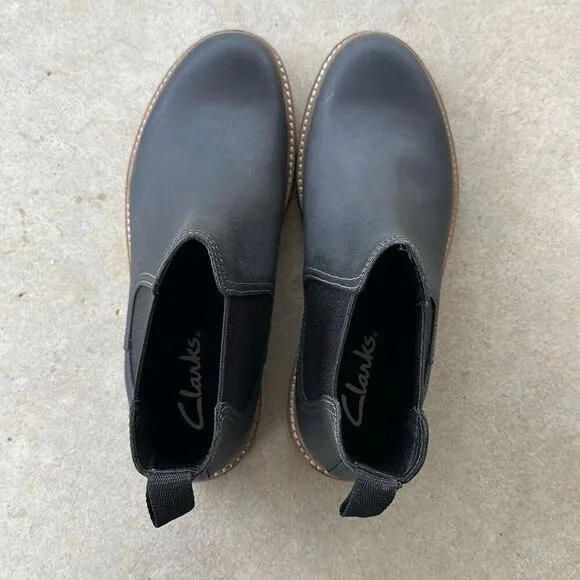 NWOB Clarks BushAcre Chelsea Black Boots Men’s Size 10