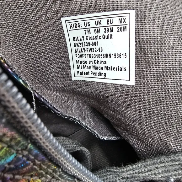 NWOT Billy Classic Quilt High Tops Sneakers Tennis Shoes Zip Graphite Rainbow 7