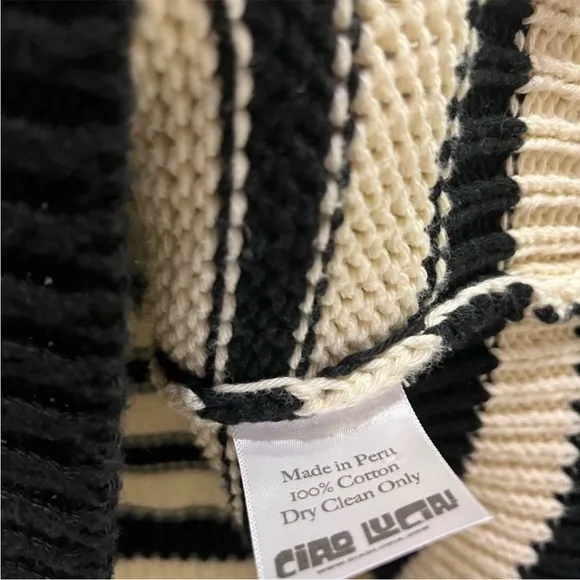 NWOT ciao lucia sweater women small black and cream striped  100 cotton FIRM.
