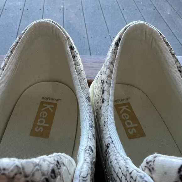 NWOT Keds Snake Print Canvas Sneakers Lace-Up / slip  On Comfort Shoes US Sz 10