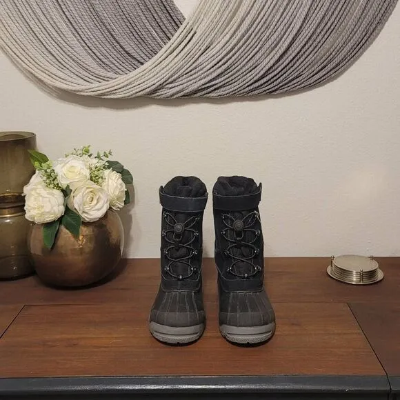 NWOT Lands End Kids Drawstring Snow Boots Sz 4