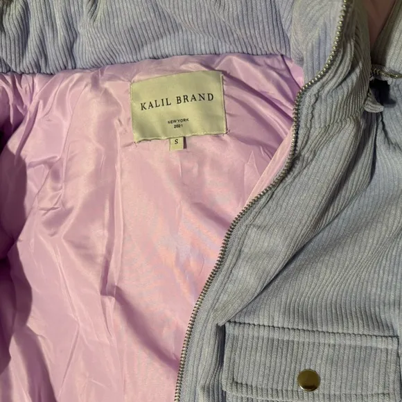 NWOT Lilac Purple Corduroy Puffer Parka Jacket with Removable Hood - Kali Brand