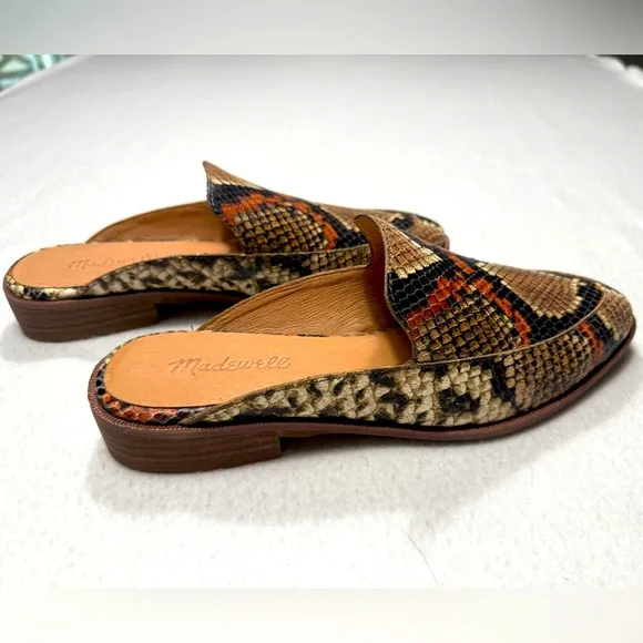 NWOT Madewell  The Frances Loafer Mule Snake Embossed leather Shoe Size 7
