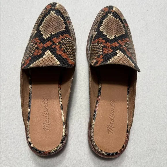NWOT Madewell  The Frances Loafer Mule Snake Embossed leather Shoe Size 7