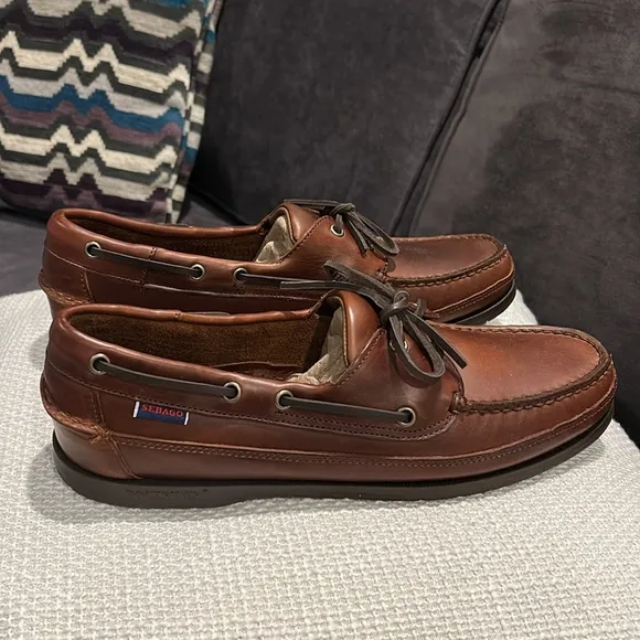 NWOT Sebago Men's “Schooner” Brown Boat Shoes Size 9 &amp; 10.5