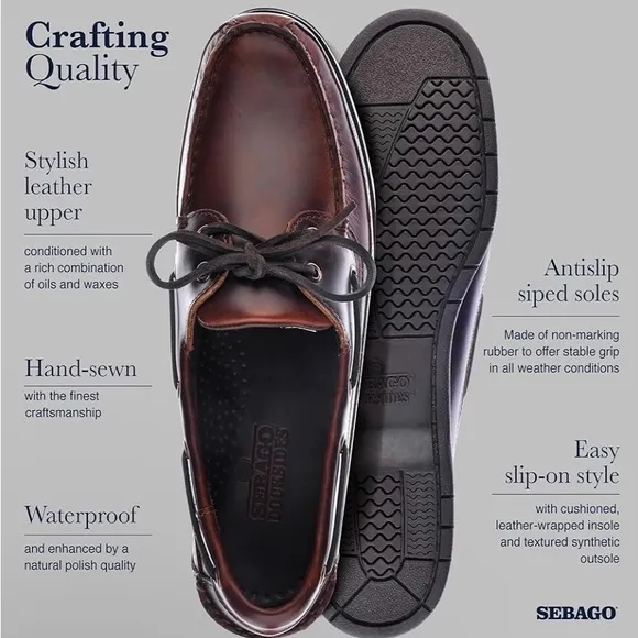 NWOT Sebago Men's “Schooner” Brown Boat Shoes Size 9 &amp; 10.5