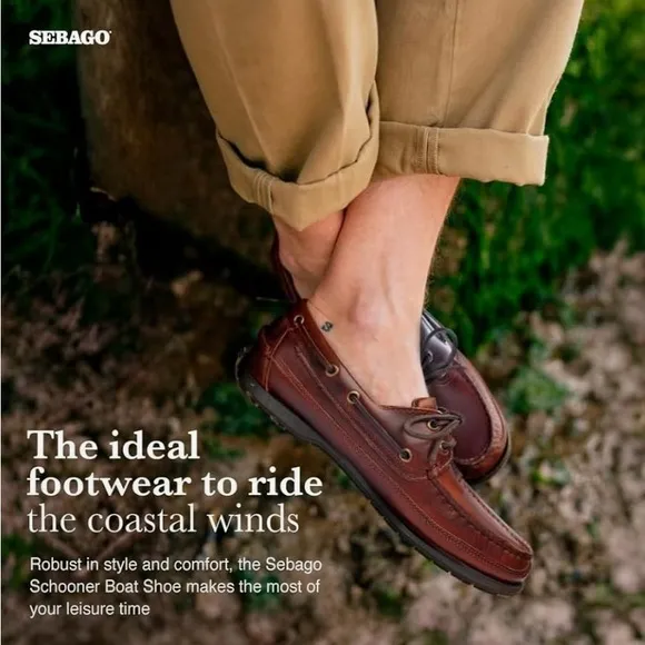 NWOT Sebago Men's “Schooner” Brown Boat Shoes Size 9 &amp; 10.5