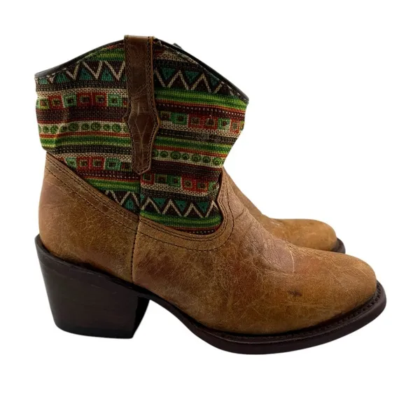 NWOT Vaccari CowboyWestern Aztec Leather Boots Women’s Sz 5.5