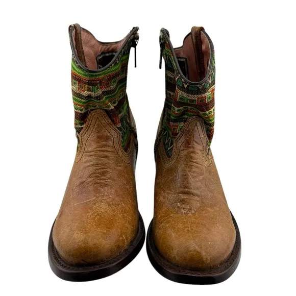 NWOT Vaccari CowboyWestern Aztec Leather Boots Women’s Sz 5.5