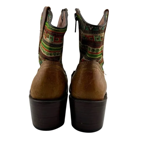 NWOT Vaccari CowboyWestern Aztec Leather Boots Women’s Sz 5.5