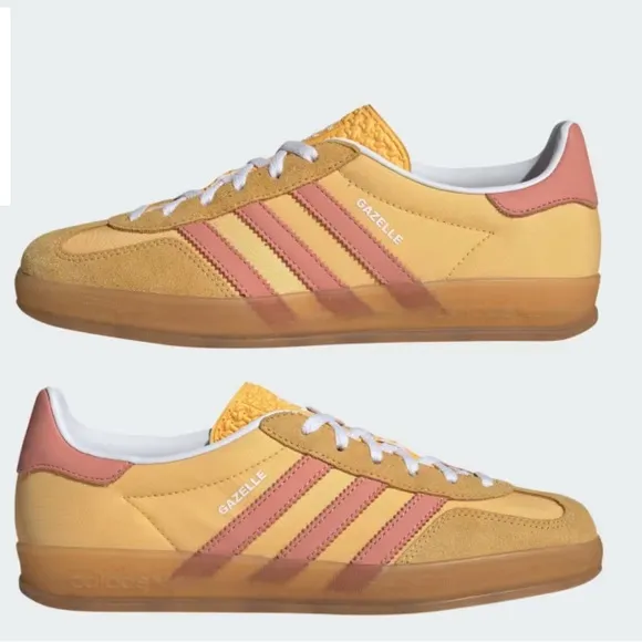 NWT Adidas Gazelle Indoor Sneakers Semi Spark/Wonder Clay/Cloud White W5.5