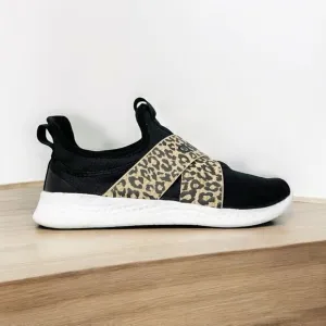 NWT Adidas Puremotion Adapt Running Casual Slip On Shoes Black Leopard FY7233