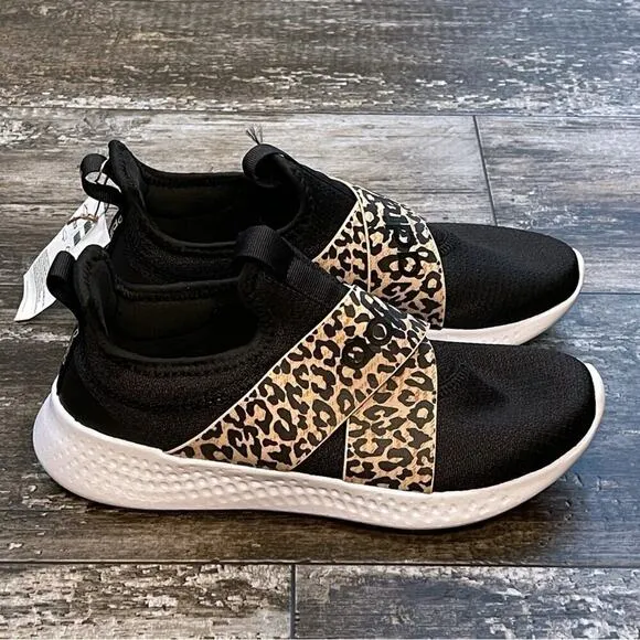 NWT Adidas Puremotion Adapt Running Casual Slip On Shoes Black Leopard FY7233