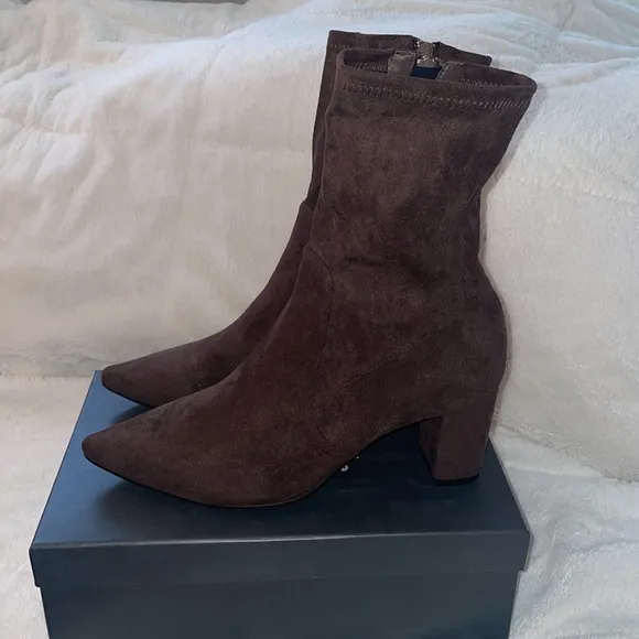 NWT Anthropologie SILENT D NIDER Boot Chocolate Vegan Suede Boots