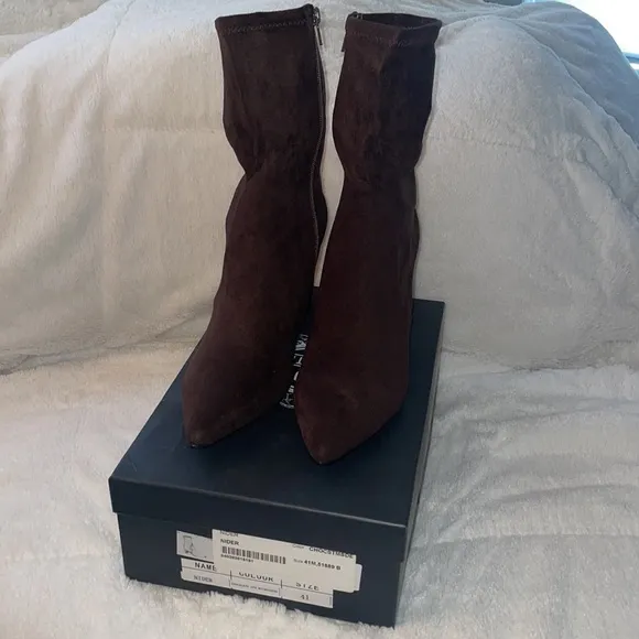 NWT Anthropologie SILENT D NIDER Boot Chocolate Vegan Suede Boots