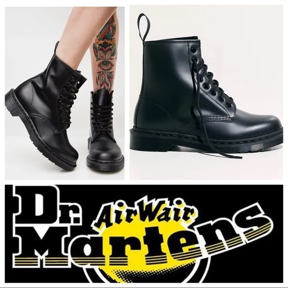 NWT Dr. Martens 1460 Mono Black Smooth Leather Lace Up Boots- Unisex