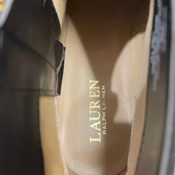 NWT IN BOX Lauren Ralph Lauren Leather Black Heeled Bootie Boots (size 9.5)