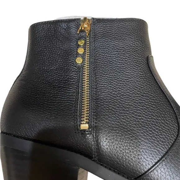 NWT IN BOX Lauren Ralph Lauren Leather Black Heeled Bootie Boots (size 9.5)
