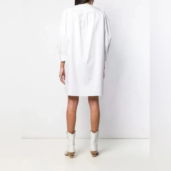 NWT ISABEL MARANT Galaxy Puff Shoulder Belted White Shirt Dress Size 44 XXL