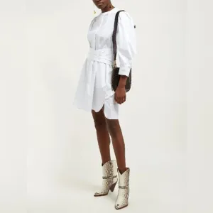 NWT ISABEL MARANT Galaxy Puff Shoulder Belted White Shirt Dress Size 44 XXL