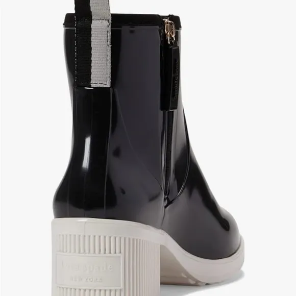 NWT Kate Spade Puddle Rubber Black Ankle Boots size 11