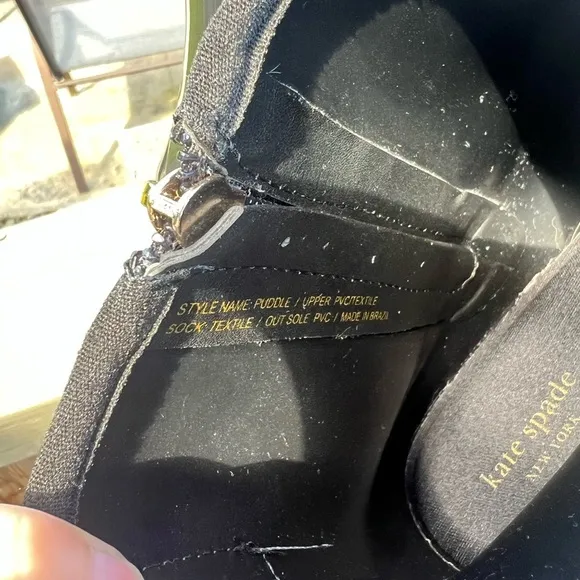 NWT Kate Spade Puddle Rubber Black Ankle Boots size 11