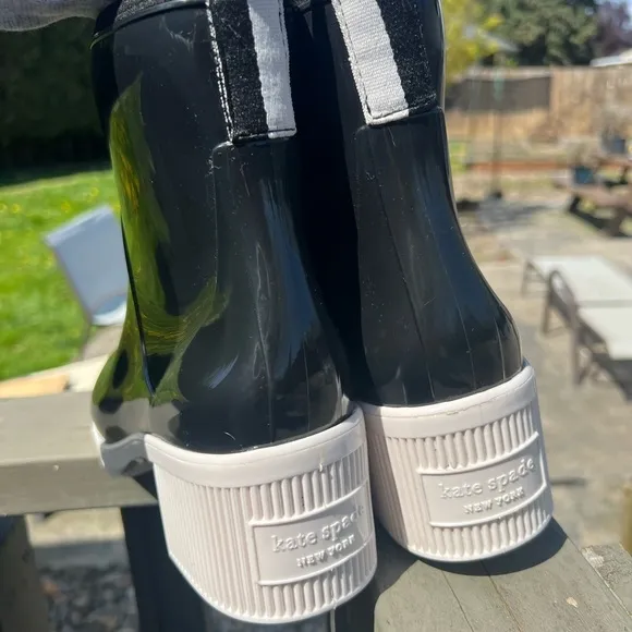 NWT Kate Spade Puddle Rubber Black Ankle Boots size 11
