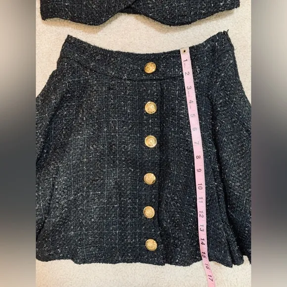 NWT Mable at Anthropologie 2 piece Vest Skirt Set Women Small Shimmer Black