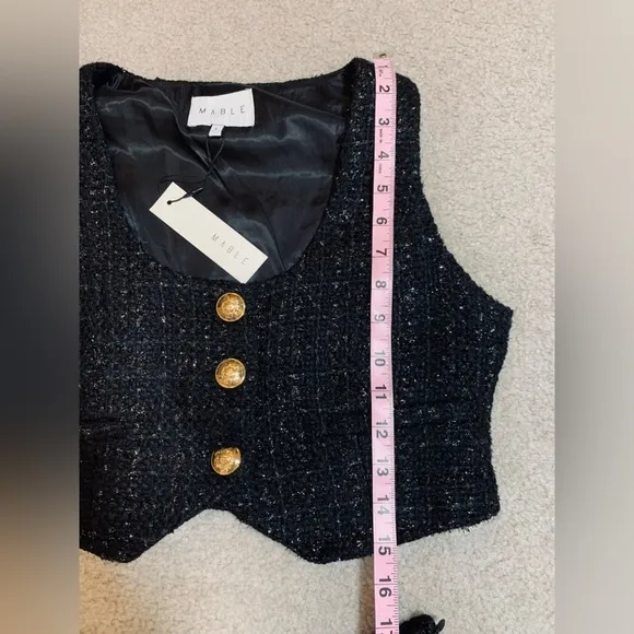 NWT Mable at Anthropologie 2 piece Vest Skirt Set Women Small Shimmer Black