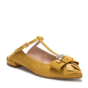 NWT Stuart Weitzman Gold T- strap Mule