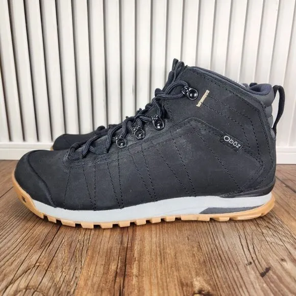 Oboz Bozeman Mid Hiking Boots Womens 8.5 Black Leather Outdoor B-Dry Trail Ankle