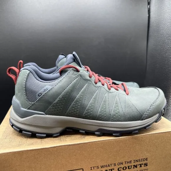Oboz Women’s Size 7 M Sypes Slate Leather B-DRY Waterproof Low Hiking Shoes Grey