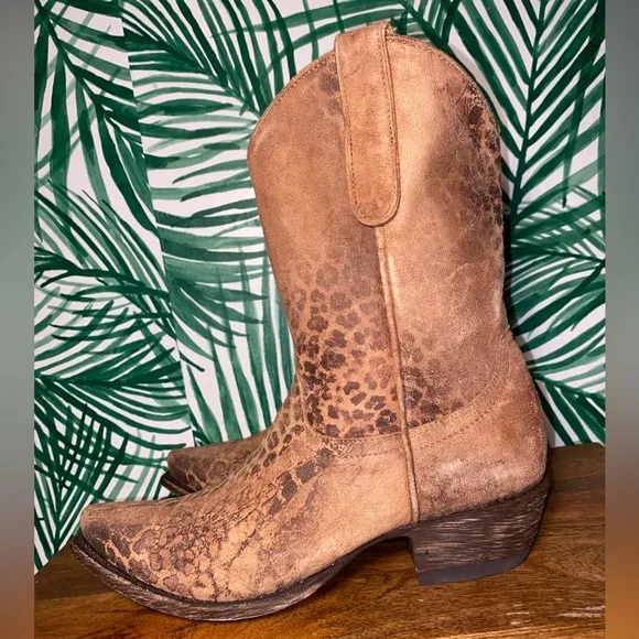 Old Gringo Leopardito Brown Suede Snip Toe Western Boots Women’s 8.5 B NWT