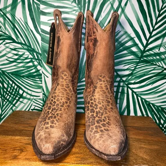 Old Gringo Leopardito Brown Suede Snip Toe Western Boots Women’s 8.5 B NWT