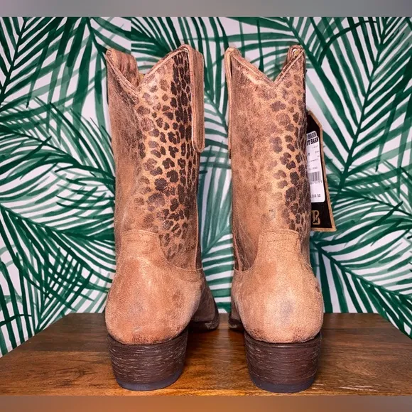 Old Gringo Leopardito Brown Suede Snip Toe Western Boots Women’s 8.5 B NWT