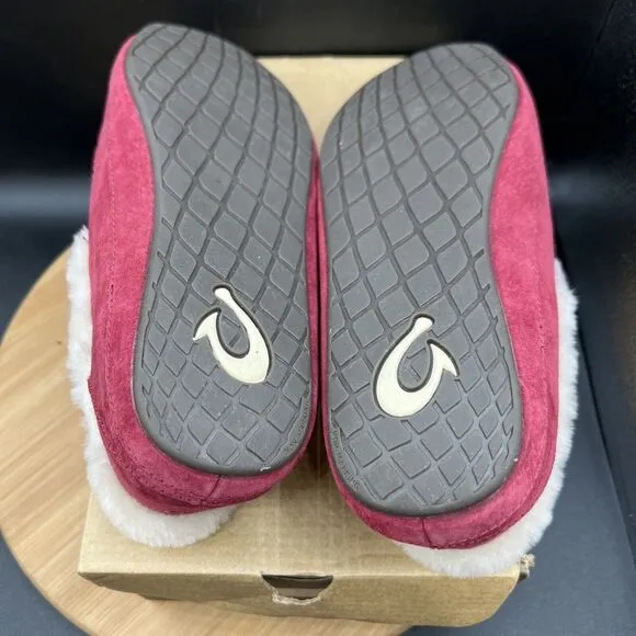 OLUKAI Ku'una Women's Size 11 Slipper Slip-On Shoes Drop Heel Red Burgundy