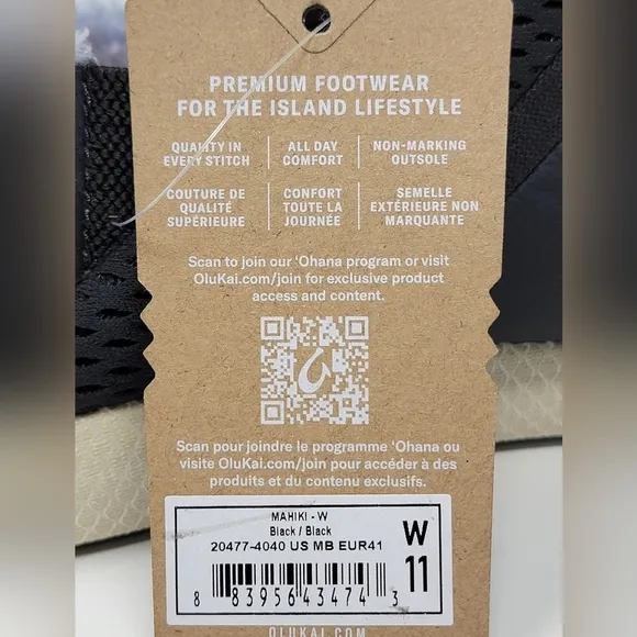 OLUKAI Mahiki Moonlit Ocean Slip On Shoes Black 20477-4040 Women’s Size 11 New