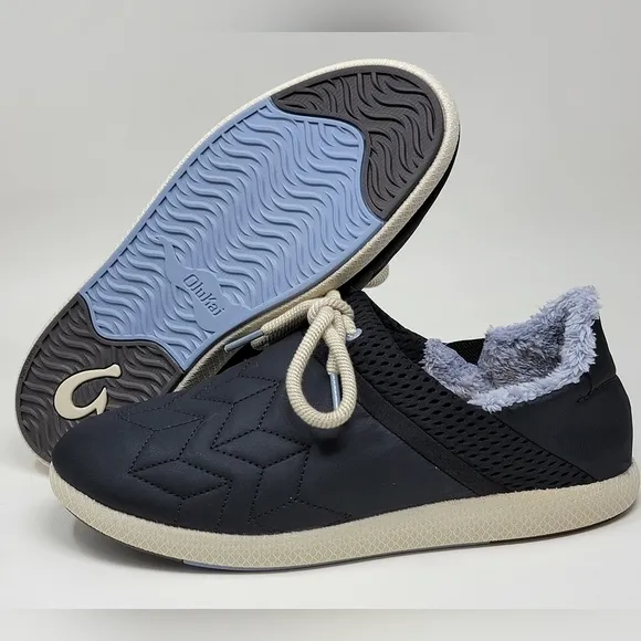 OLUKAI Mahiki Moonlit Ocean Slip On Shoes Black 20477-4040 Women’s Size 11 New
