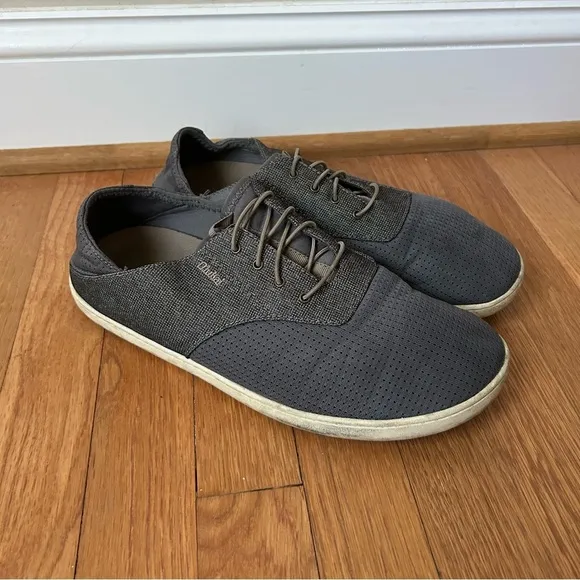 Olukai Nohea Moku Boat Shoes Dark Grey Lace Up Sneakers Men’s Size 10.5