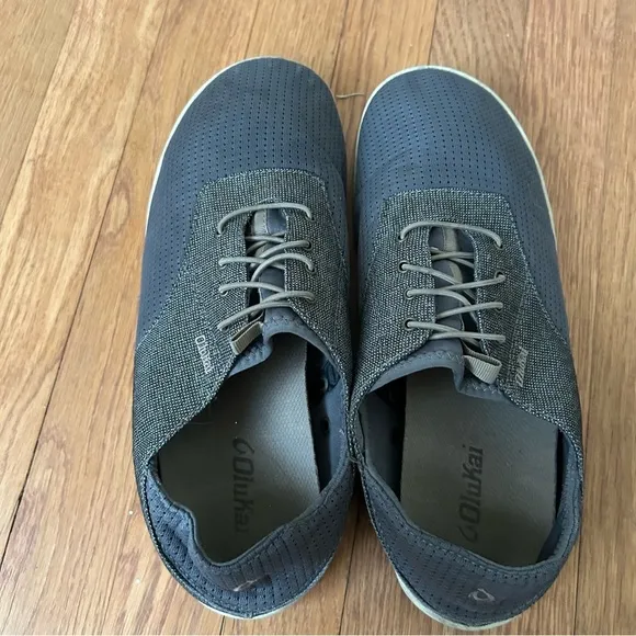 Olukai Nohea Moku Boat Shoes Dark Grey Lace Up Sneakers Men’s Size 10.5