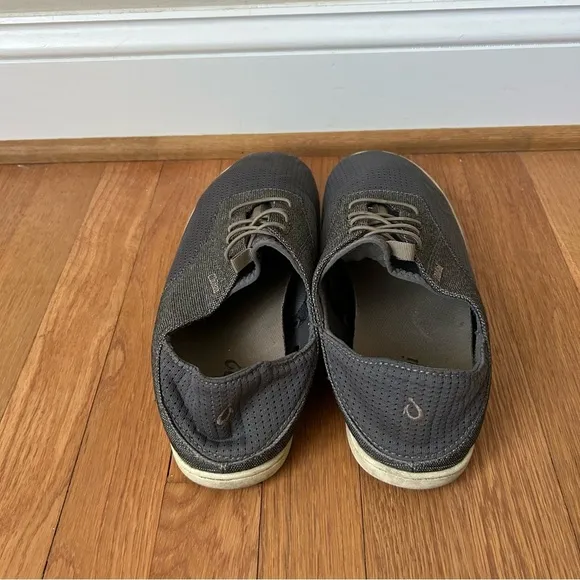 Olukai Nohea Moku Boat Shoes Dark Grey Lace Up Sneakers Men’s Size 10.5
