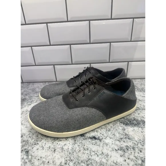Olukai Nohea Moku Hulu Mens 10.5 Shoes Size Gray Wool Slip On Casual Sneakers