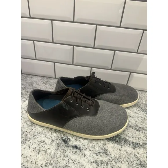 Olukai Nohea Moku Hulu Mens 10.5 Shoes Size Gray Wool Slip On Casual Sneakers