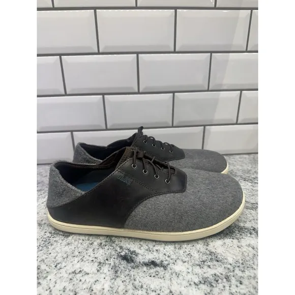 Olukai Nohea Moku Hulu Mens 10.5 Shoes Size Gray Wool Slip On Casual Sneakers
