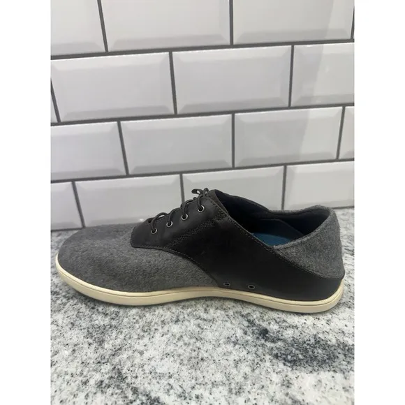 Olukai Nohea Moku Hulu Mens 10.5 Shoes Size Gray Wool Slip On Casual Sneakers