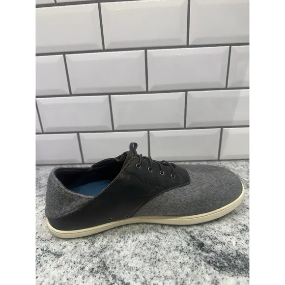 Olukai Nohea Moku Hulu Mens 10.5 Shoes Size Gray Wool Slip On Casual Sneakers