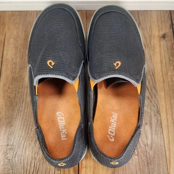 Olukai Nohea Mesh Mens Sz 8.5 Gray Convertible Casual Beach Boat Comfort Shoes