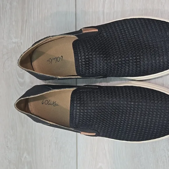 Olukai Women Pehuea Casual Black Slip-On Shoes Sz 8.5
